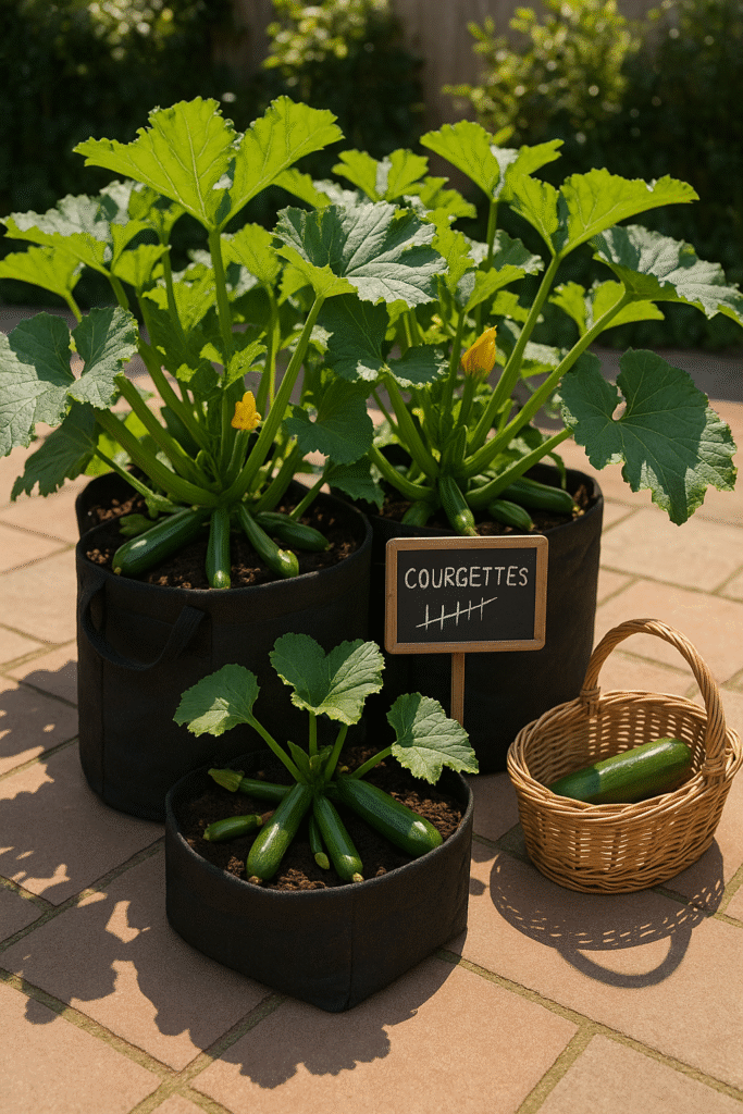Courgettes (Zucchini) in Grow Bags