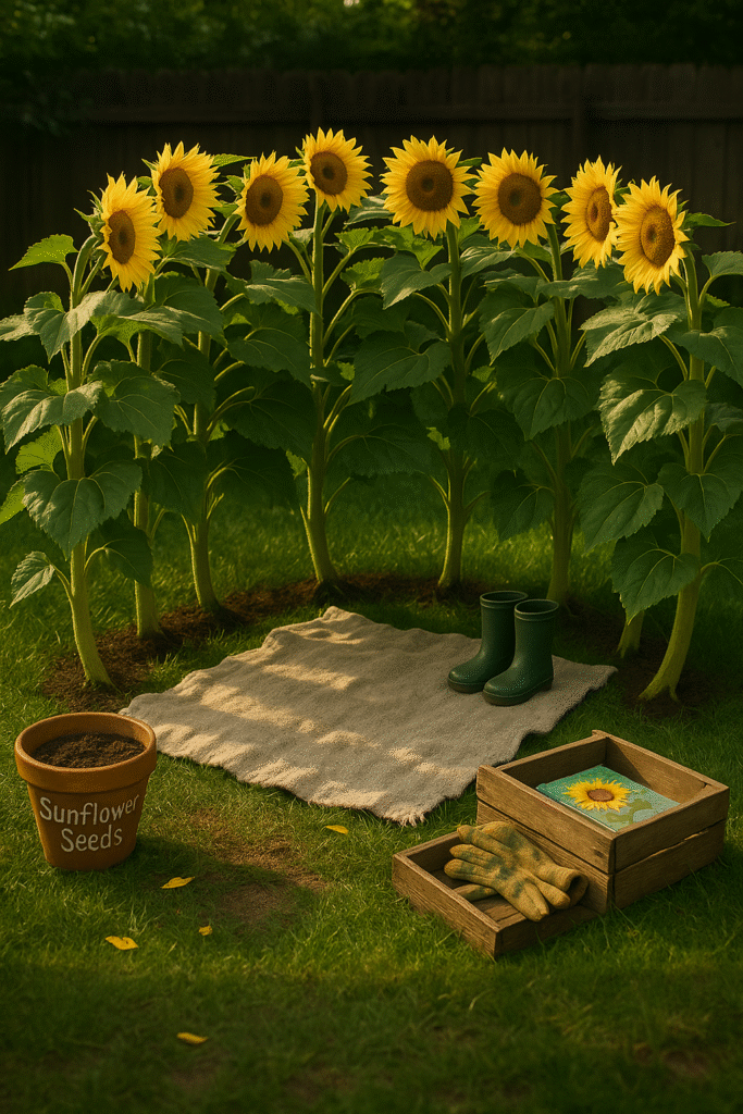 Sunflowers in a “Kid Fort” Ring