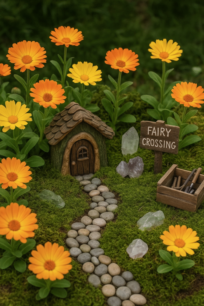 Calendula in a Fairy Garden Patch