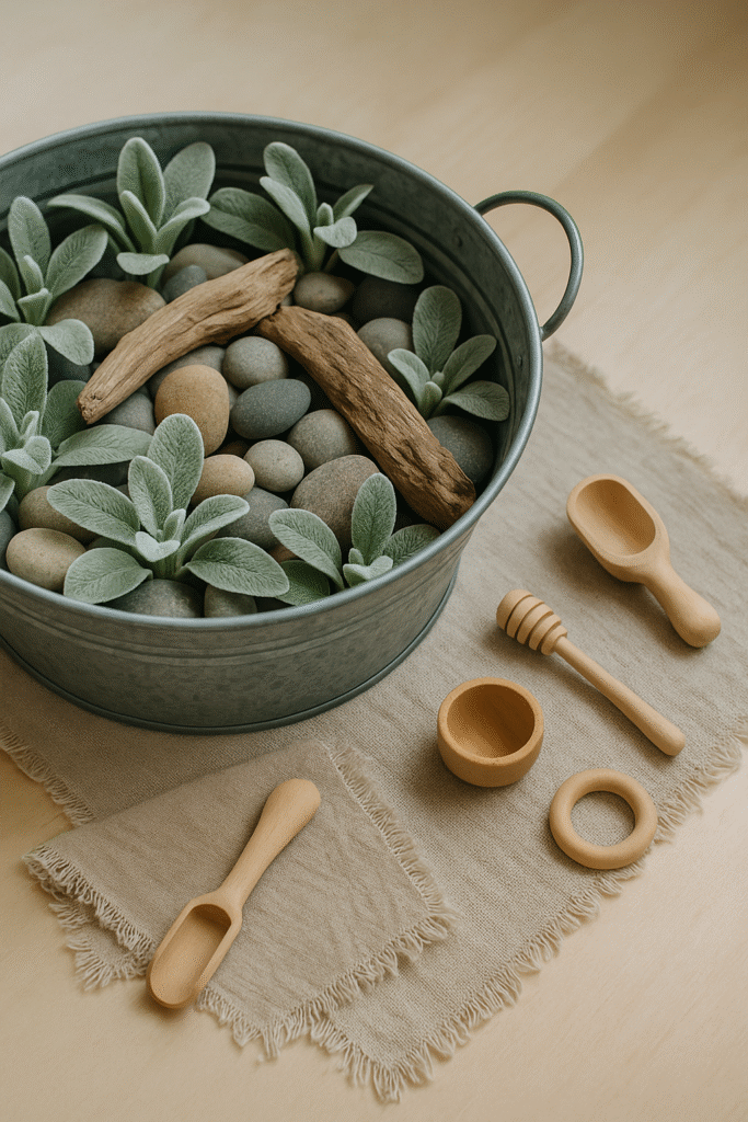 Lamb’s Ear in a Sensory Bin