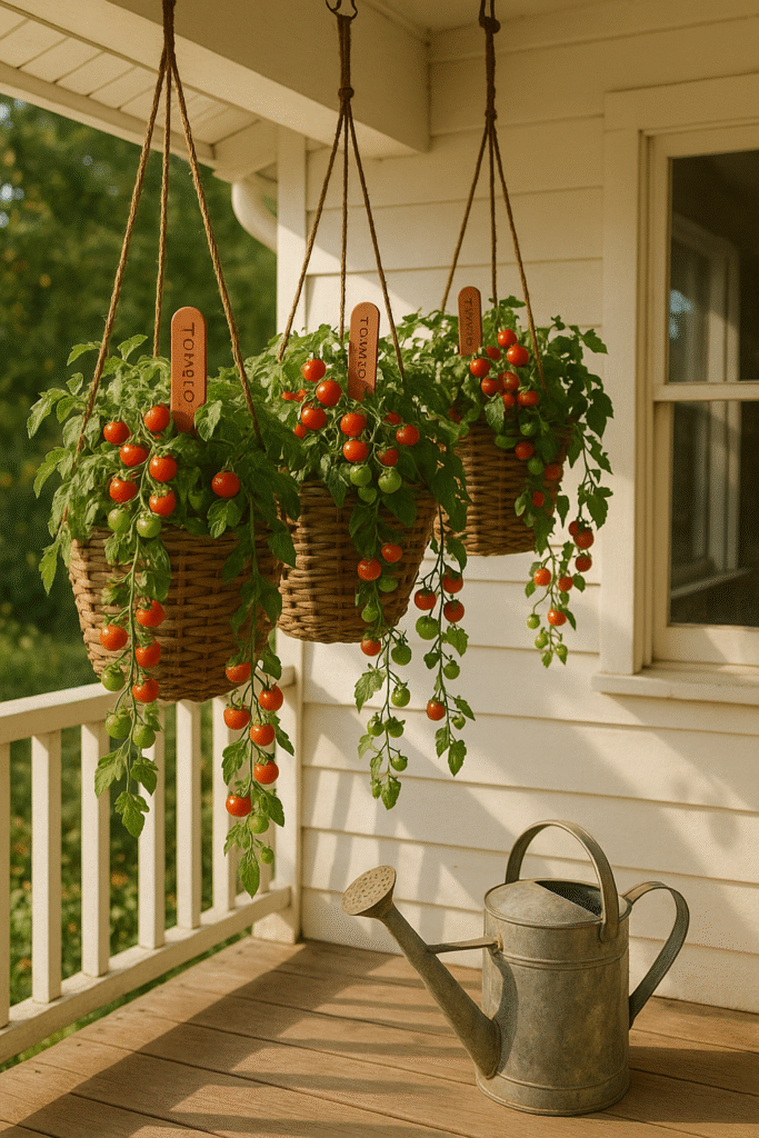Cherry Tomatoes in Hanging Baskets