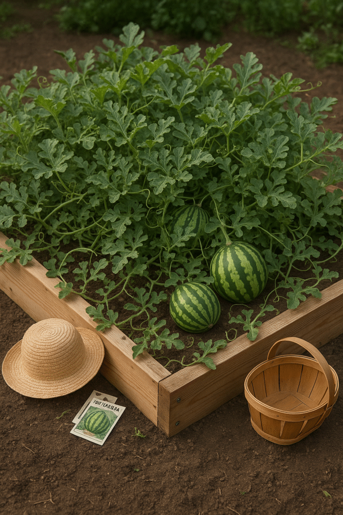 Mini Watermelon Patch in a Raised Bed