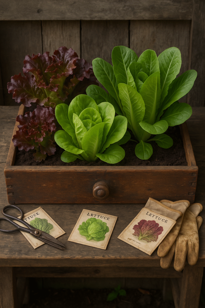 Lettuce Mix in an Old Drawer