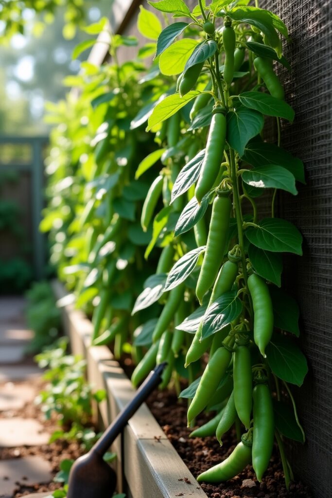 Peas in Shaded Wall Beds