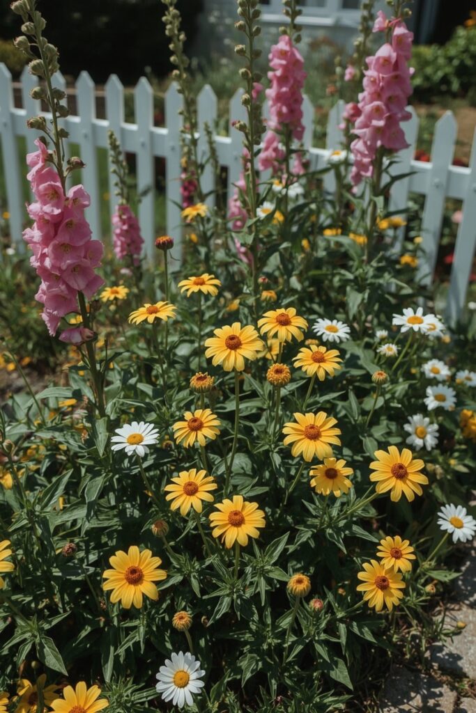 Coreopsis in a Cottage Garden