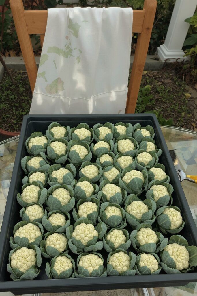 Dwarf Cauliflower in Grow Trays