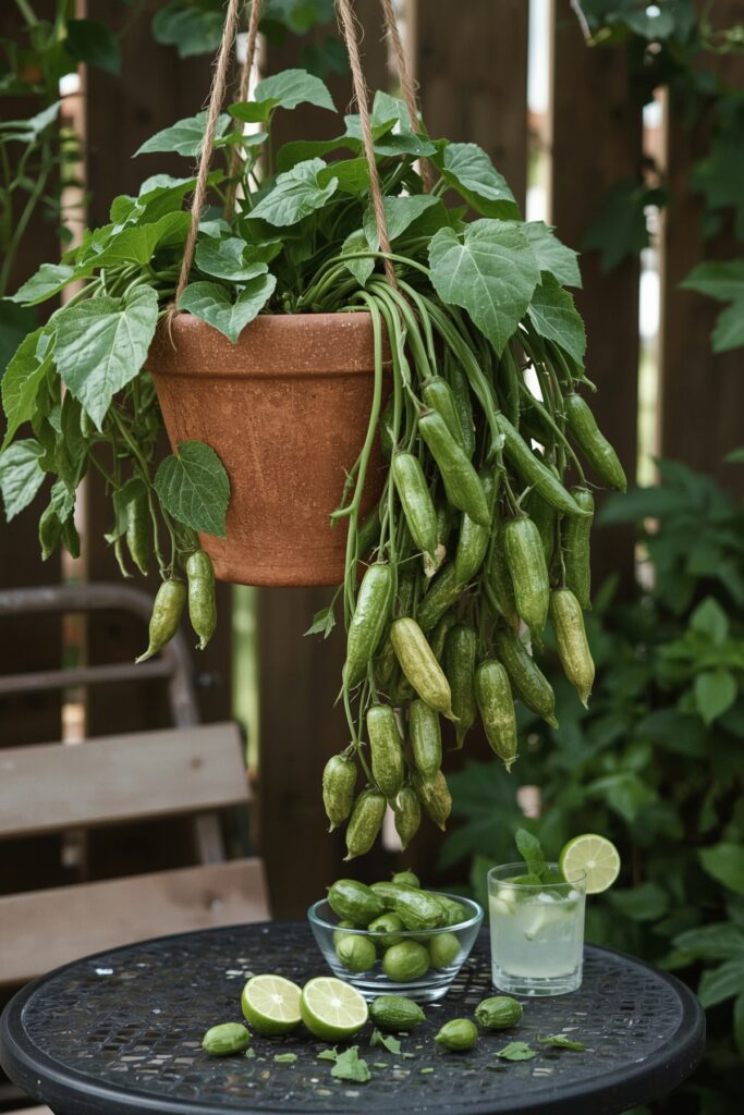 Mexican Sour Gherkins in Hanging Planters