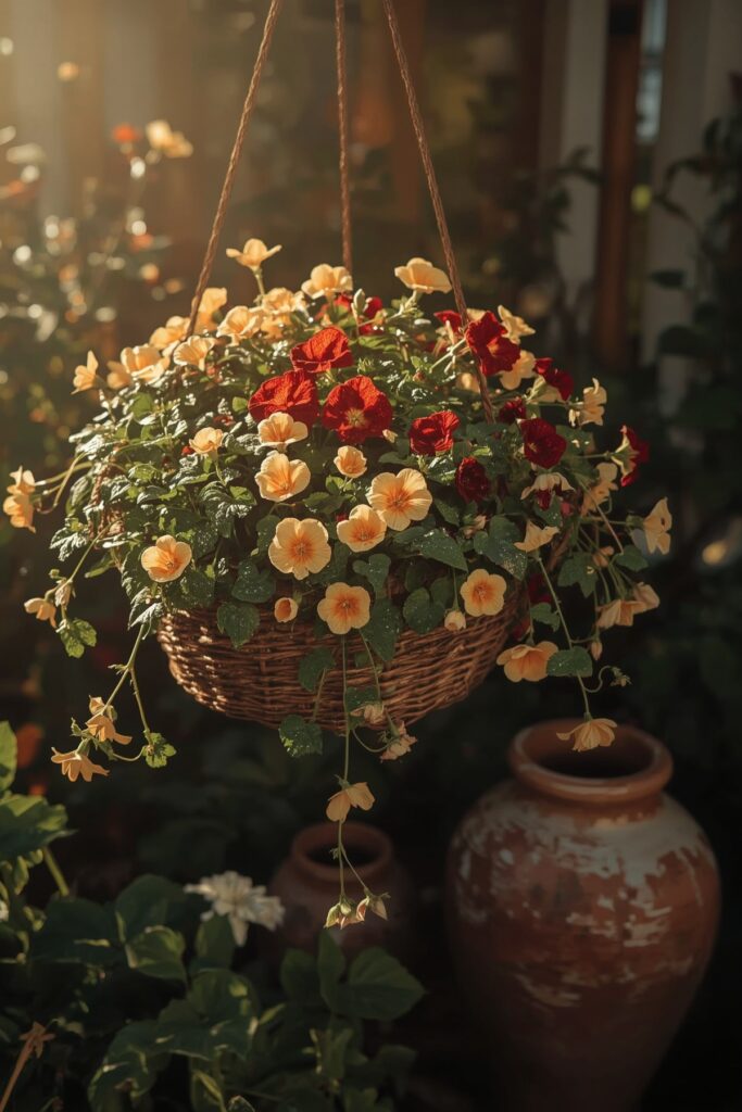Nasturtiums in Hanging Baskets