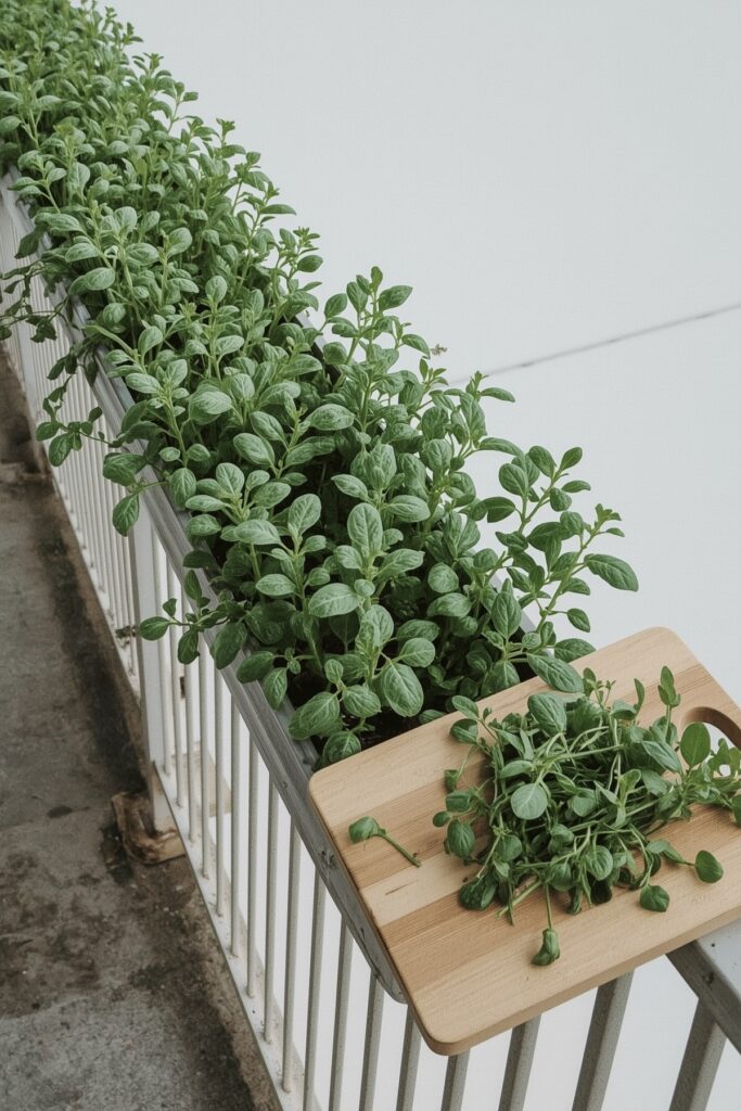 Arugula in Balcony Railing Boxes