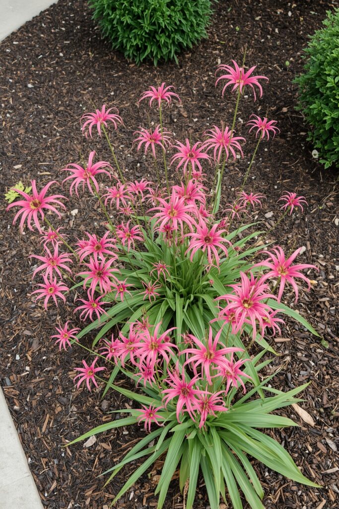 Spider Flowers (Cleome) in Corner Beds