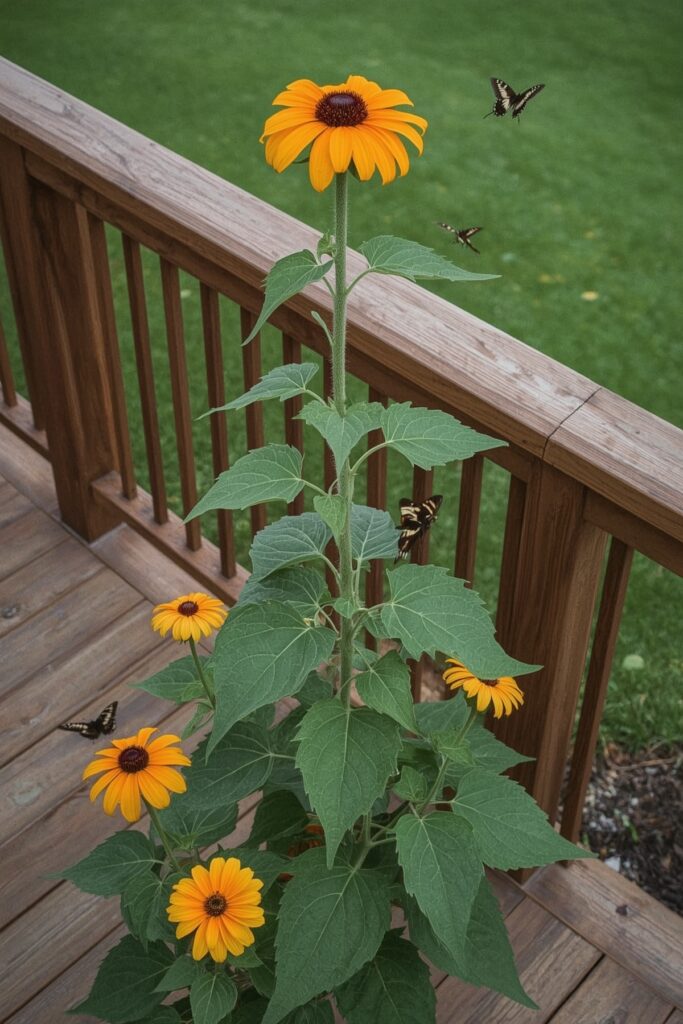 Tithonia (Mexican Sunflower) Near a Deck
