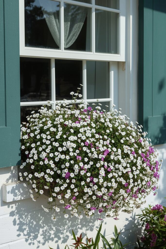 Sweet Alyssum in Window Boxes