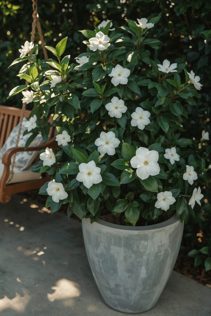 Gardenias Near Outdoor Seating