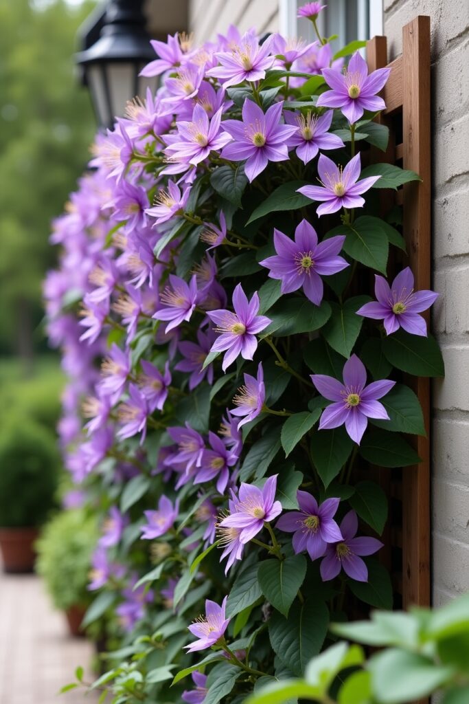 Clematis Flowers on Trellises