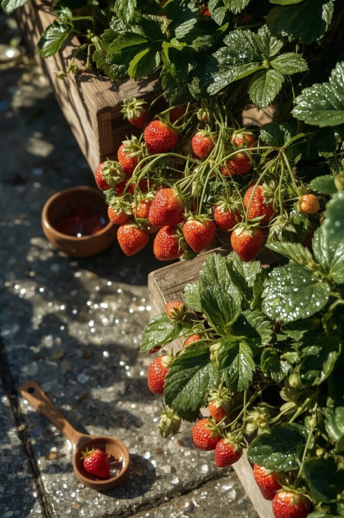 Edible Strawberries in Tiered Planters