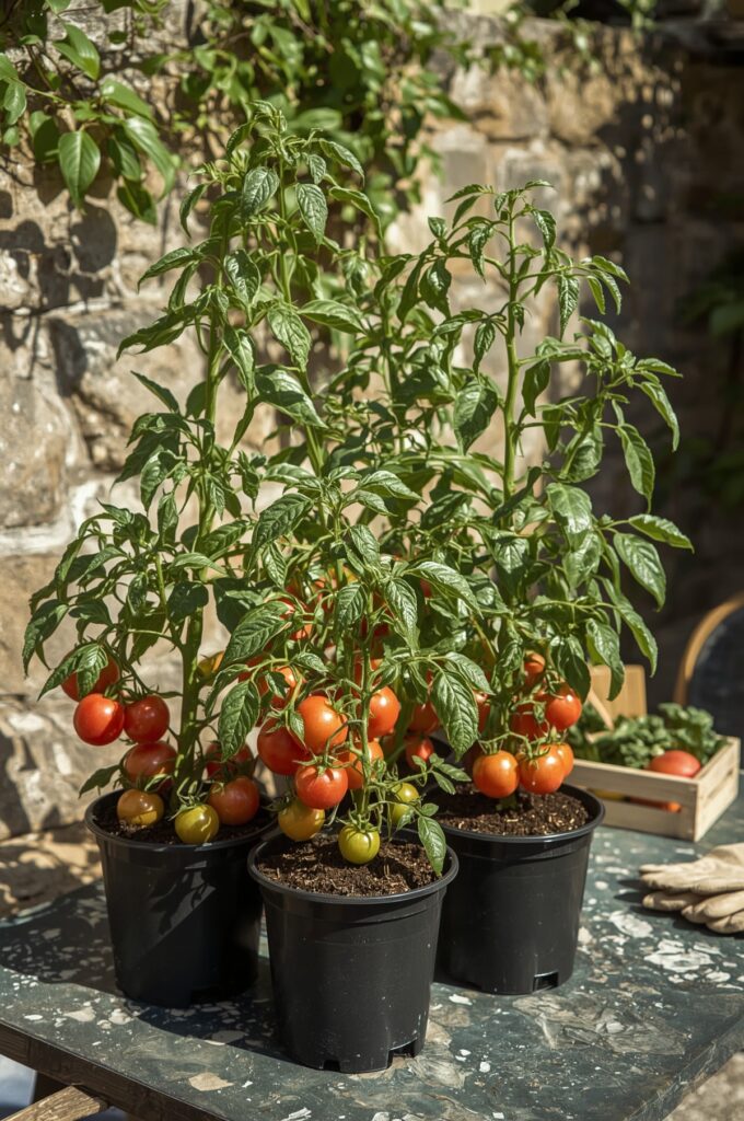 Tomatoes in Self-Watering Pots