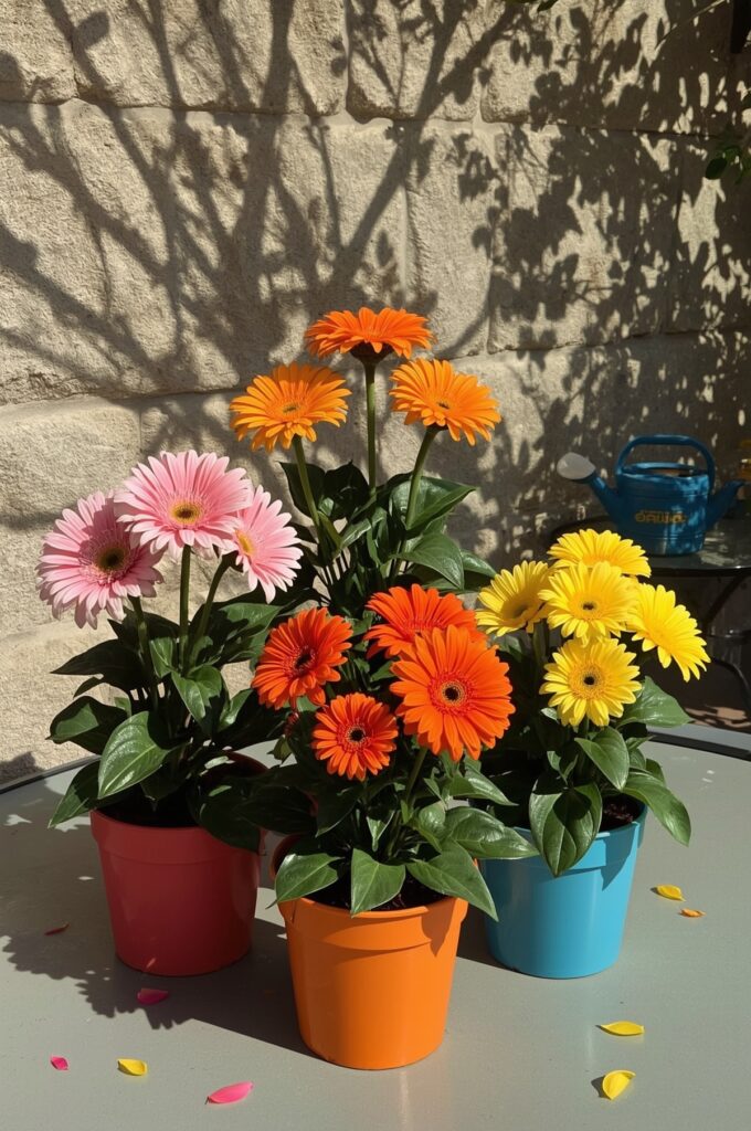 Gerbera Daisies in Bright Containers