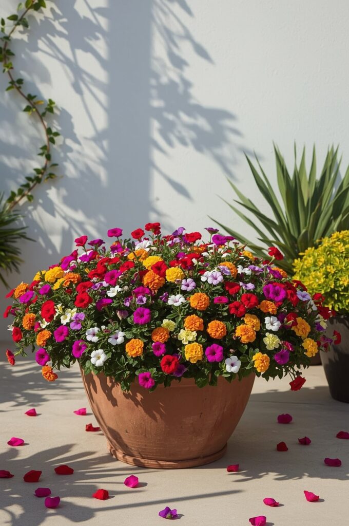 Mixed Annual Flowers in Large Tubs