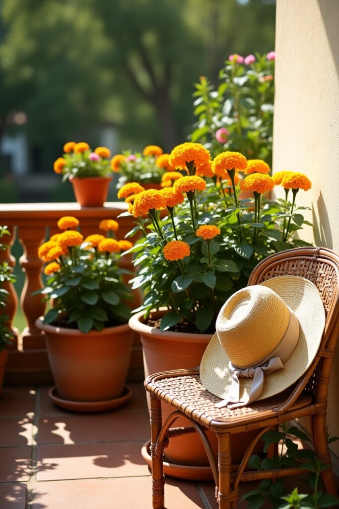 Sunny Balcony Marigolds