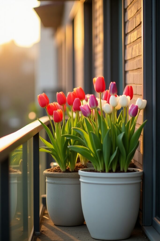 Tulips in Balcony Pots