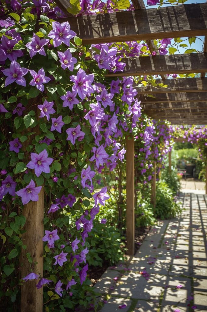 Clematis Vines Climbing Over Pergolas