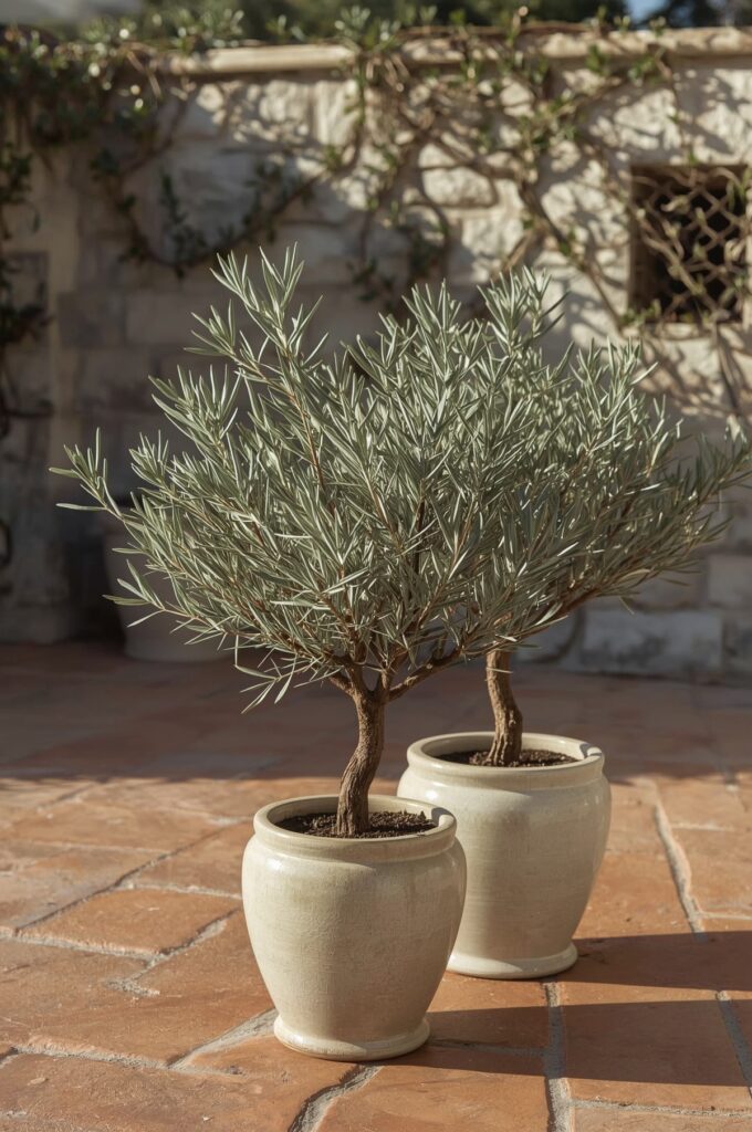 Dwarf Olive Trees in Ceramic Pots