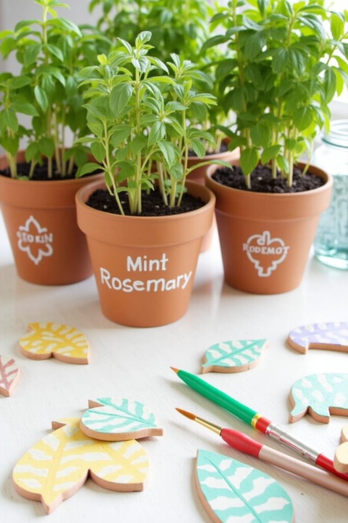 Leaf-Pattern Clay Plant Markers