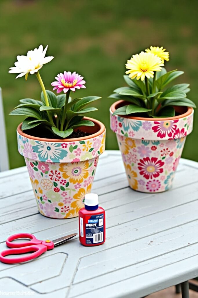 Floral Decoupage Pots