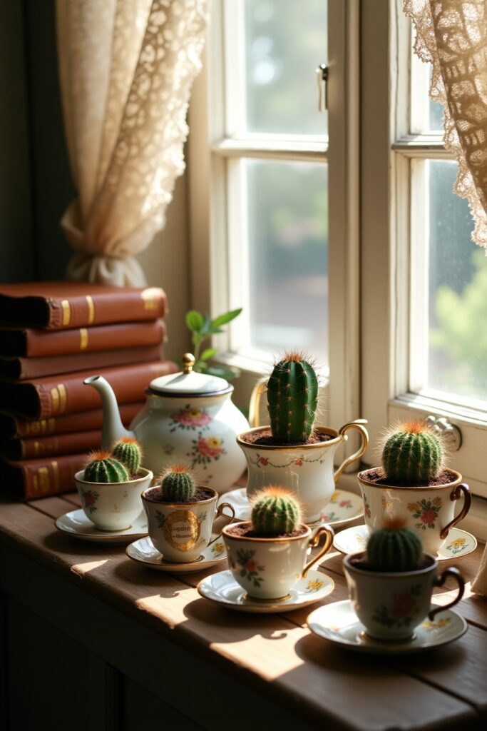 Tea Cup Cactus Display