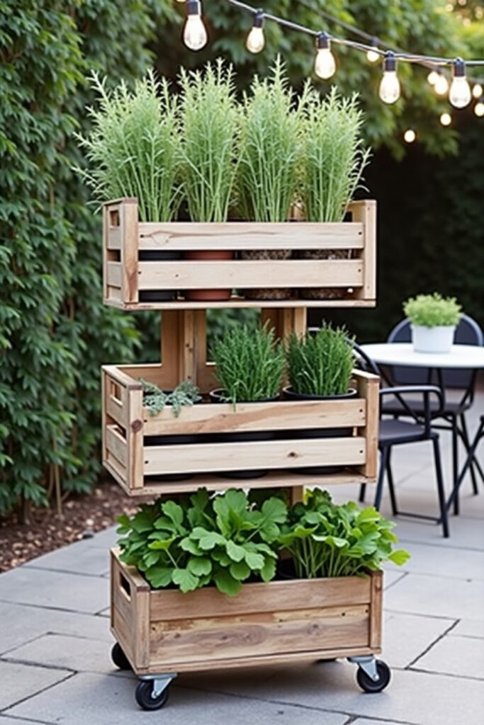 Wooden Crate Patio Herb Bar