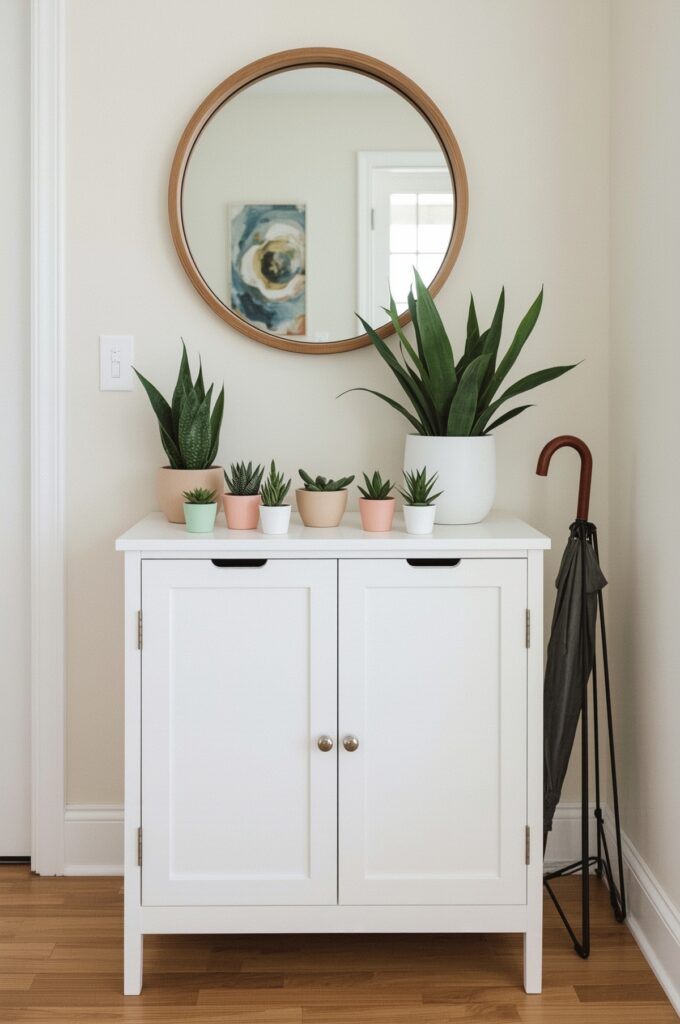 Plants on Shoe Cabinets