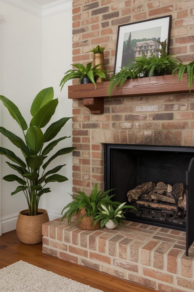 Fireplace Plant Decor
