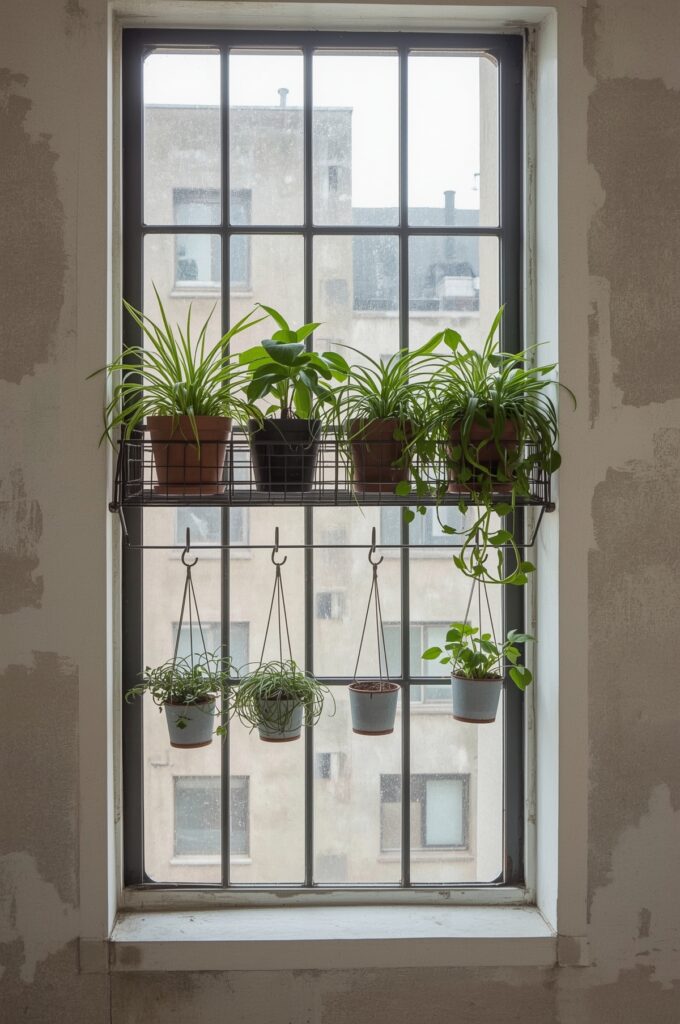 Grid Shelf with Hooks