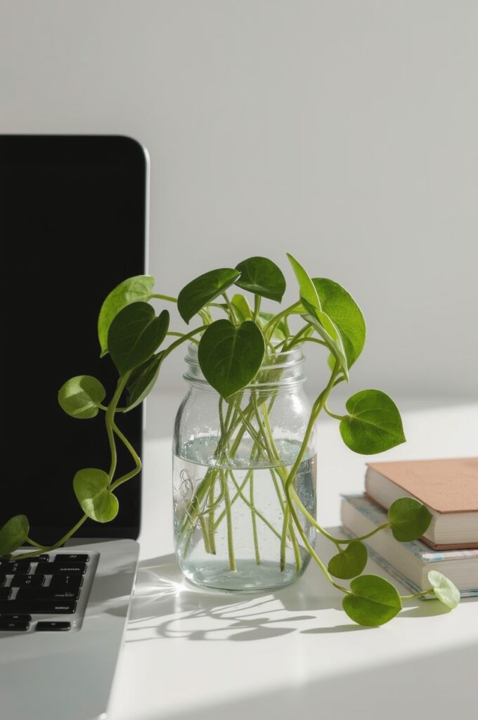 Money Plant in Mason Jar