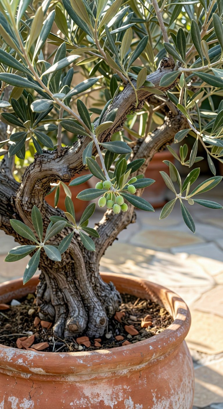 olive trees in pots