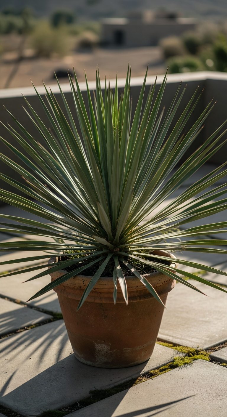 stylish low maintenance potted yucca