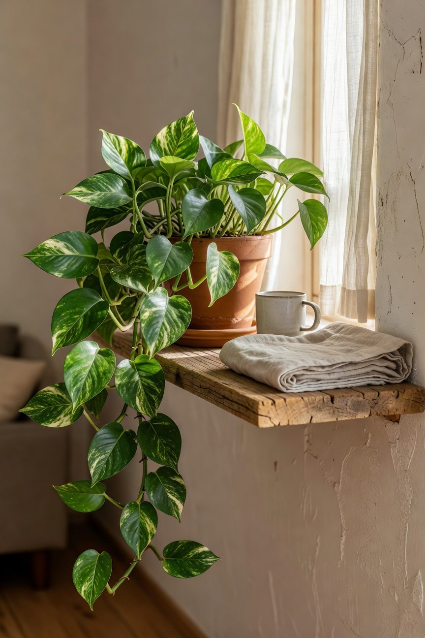 shelf plants brighten spaces