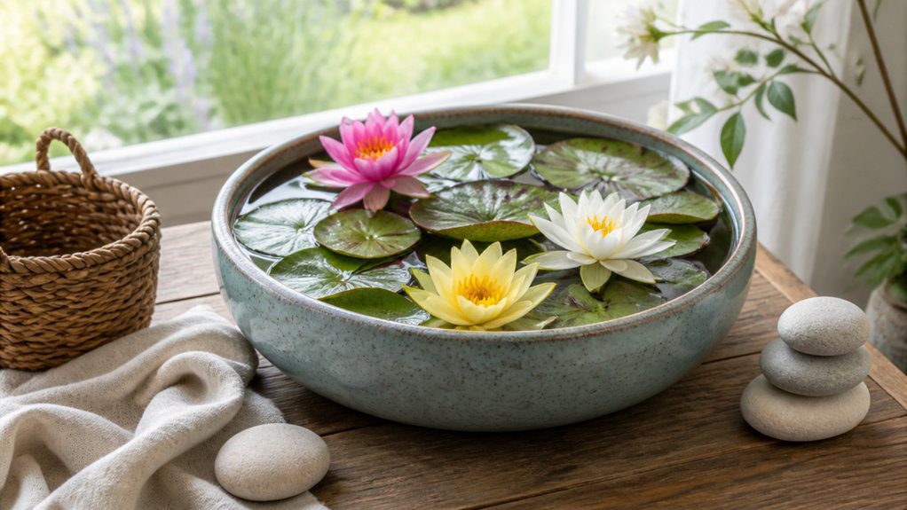 colorful pond water lilies