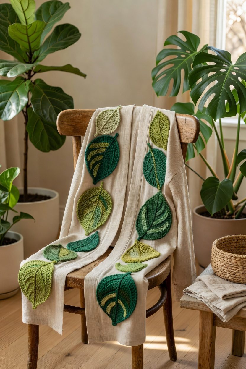 create textured leaf appliqu