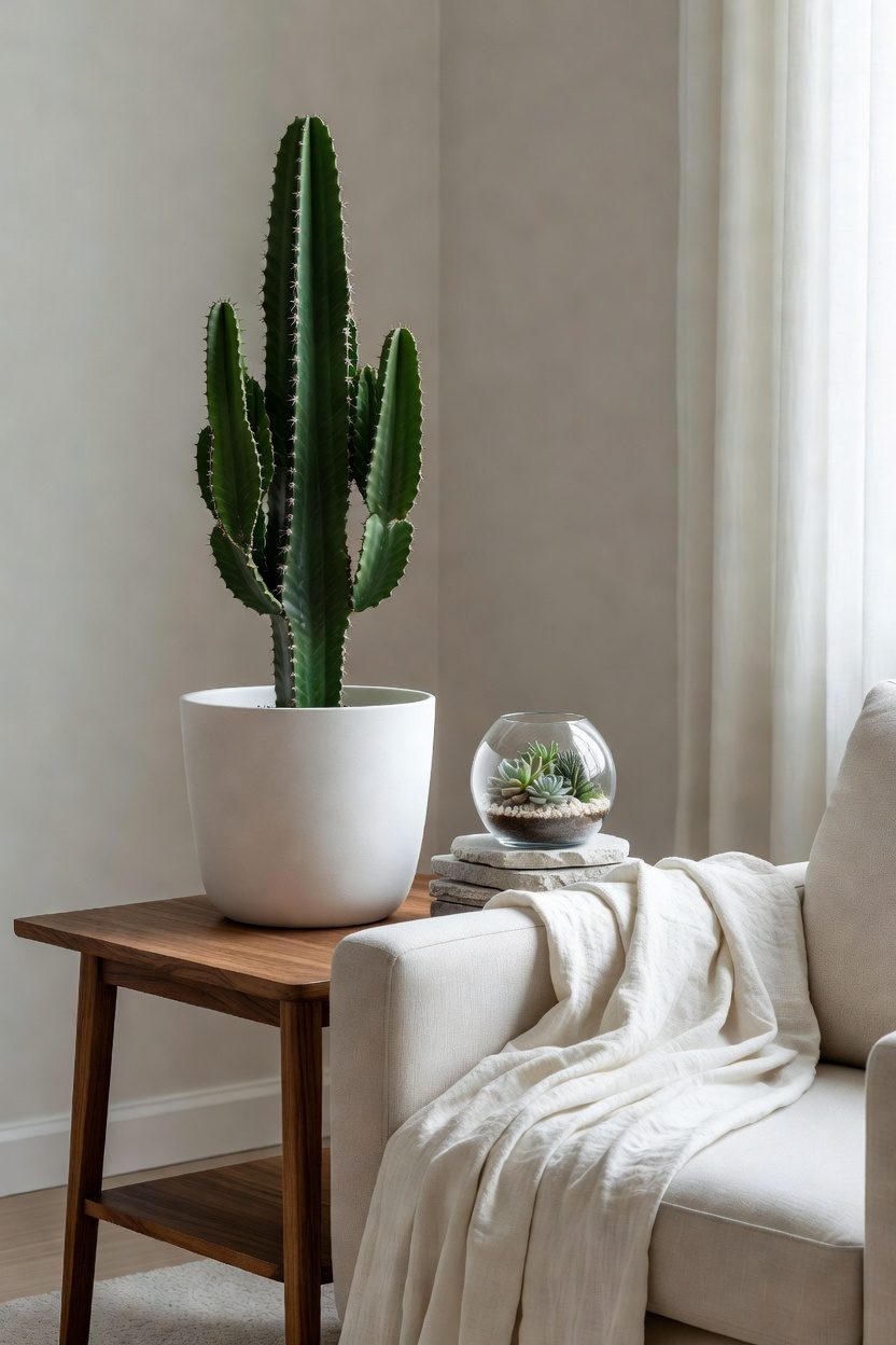 decorate with stylish cacti containers