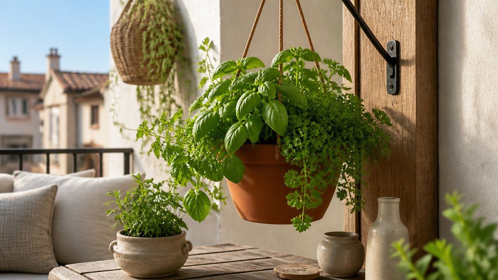 hanging herbs and edibles