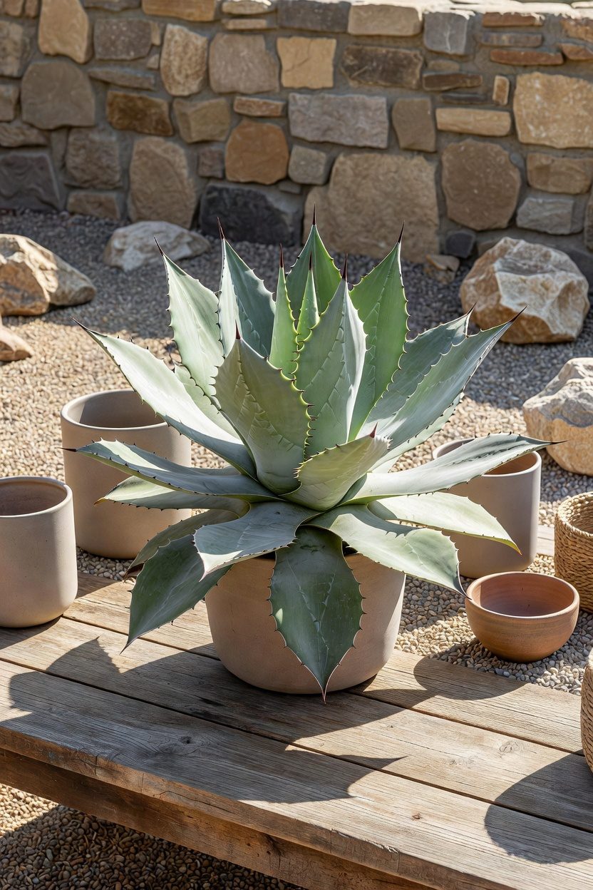 low water blue rosette agave