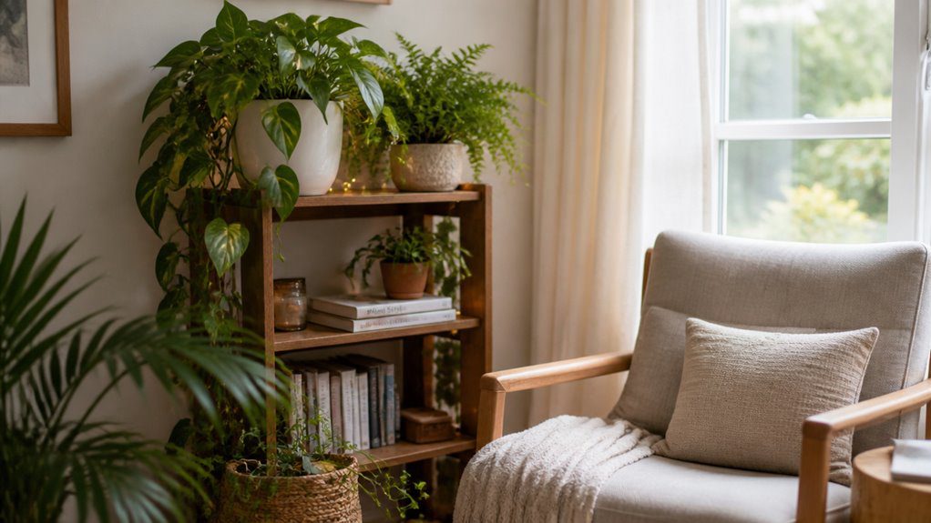 plants enhance cozy reading corners