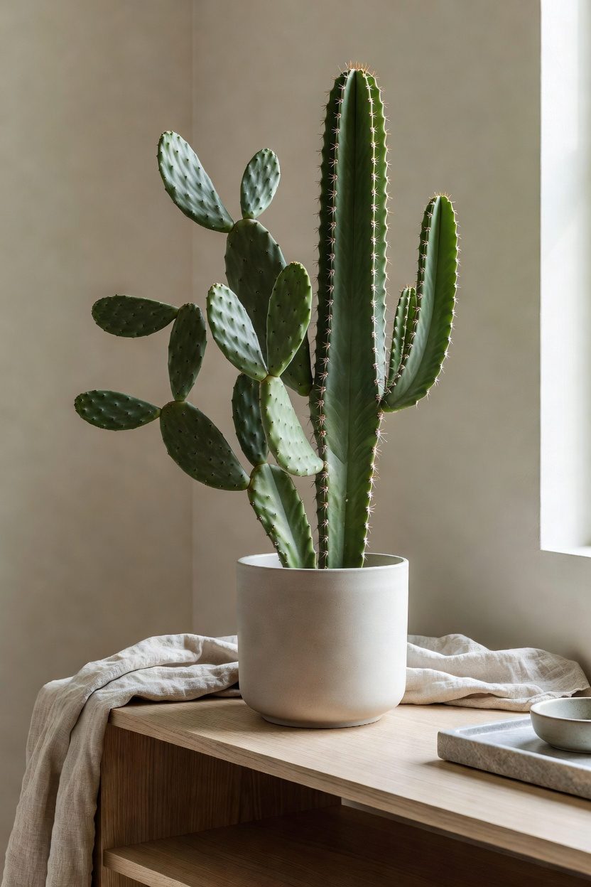 sculptural cacti create dramatic visual impact