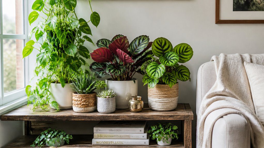 varied colorful thriving indoor garden